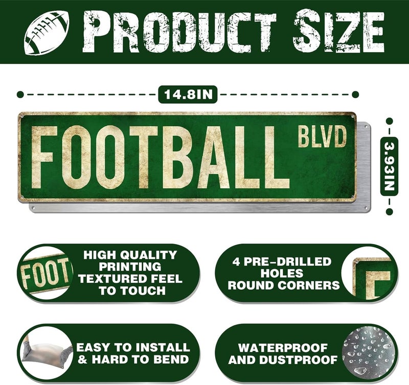 Rasonus Football Party Decorations Accessories Gifts for Boys 8-12 Football Stuff Wall Decor for Men Room Football Room Gear Teen Boys Birthday Christmas Vintage Wall Sign - Image 2